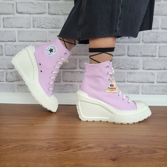 ❤️Converse Chuck 70 De Luxe Wedge Hi Sz 8.5 Womens Shoes Purple Sneakers A07584C - Picture 2 of 12